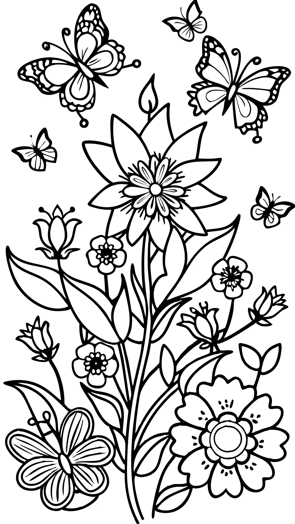 coloriages de papillons de fleur